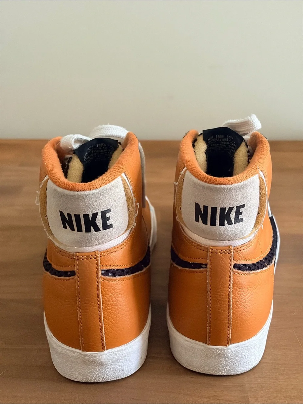 Nike By You Blazer Mid ‘77 Custom Leather Sneakers Men’s US 9 Orange Black Suede